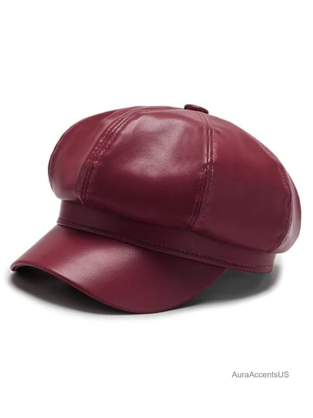 PU Leather French Beret Newsboy Cap Octagonal Adjustable